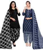 women multicolor cotton printed ready to wear patiala salwar suit combo pack of 2