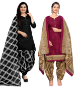 women multicolor cotton printed ready to wear patiala salwar suit combo pack of 2