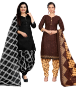 women multicolor cotton printed ready to wear patiala salwar suit combo pack of 2