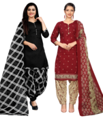 women multicolor cotton printed ready to wear patiala salwar suit combo pack of 2