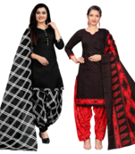 women multicolor cotton printed ready to wear patiala salwar suit combo pack of 2