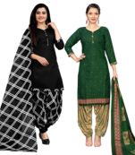 women multicolor cotton printed ready to wear patiala salwar suit combo pack of 2