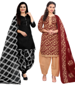women multicolor cotton printed ready to wear patiala salwar suit combo pack of 2