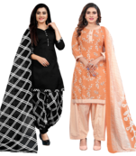 women multicolor cotton printed ready to wear patiala salwar suit combo pack of 2
