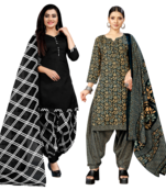 women multicolor cotton printed ready to wear patiala salwar suit combo pack of 2