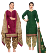 women multicolor cotton printed ready to wear patiala salwar suit combo pack of 2