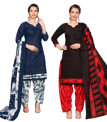 women multicolor cotton printed ready to wear patiala salwar suit combo pack of 2