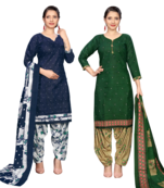 women multicolor cotton printed ready to wear patiala salwar suit combo pack of 2