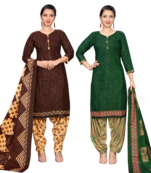 women multicolor cotton printed ready to wear patiala salwar suit combo pack of 2