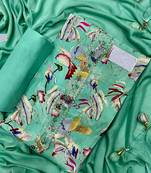 Women's turquoise green cotton floral printed salwar kameez with dupatta