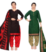 women multicolor cotton printed ready to wear patiala salwar suit combo pack of 2