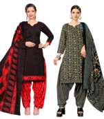 women multicolor cotton printed ready to wear patiala salwar suit combo pack of 2