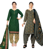 women multicolor cotton printed ready to wear patiala salwar suit combo pack of 2