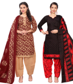 women multicolor cotton printed ready to wear patiala salwar suit combo pack of 2