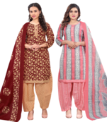 women multicolor cotton printed ready to wear patiala salwar suit combo pack of 2