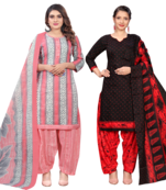 women multicolor cotton printed ready to wear patiala salwar suit combo pack of 2