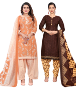women multicolor cotton printed ready to wear patiala salwar suit combo pack of 2