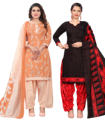 women multicolor cotton printed ready to wear patiala salwar suit combo pack of 2