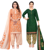 women multicolor cotton printed ready to wear patiala salwar suit combo pack of 2