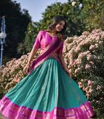 SKU BLUE KANCHIPURAM SILK LEHENGA CHOLI
