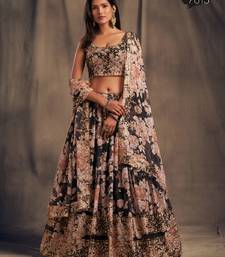 Black Organza Lehenga Choli with Floral Prints