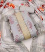 Riva enterprise women's chanderi embroidred top and jacquard duppata dress material with bottom