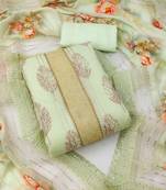 Riva enterprise women's chanderi embroidred top and jacquard duppata dress material with bottom