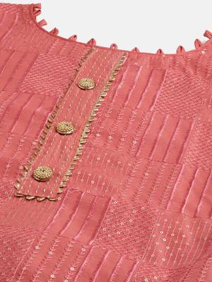 Riva enterprise women's chanderi embroidred top with chinnon duppata dress material 4