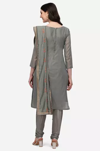 Riva enterprise women's chanderi embroidered with embroidered duppata dress material
