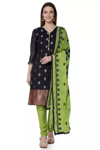 Riva enterprise women's banarasi silk with jacquard print and heavy duppatra exclusive dress material