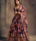 Stunning Purple Organza Zari & Sequins Wedding Lehenga