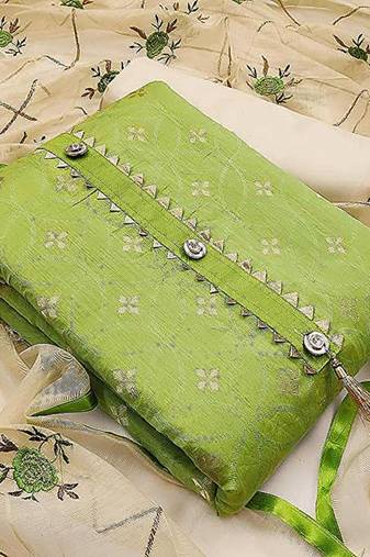 Riva enterprise women's chanderi with  heavy duppata exclusive dress material