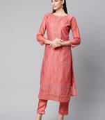 Riva enterprise women's chanderi embroidred top with chinnon duppata dress material