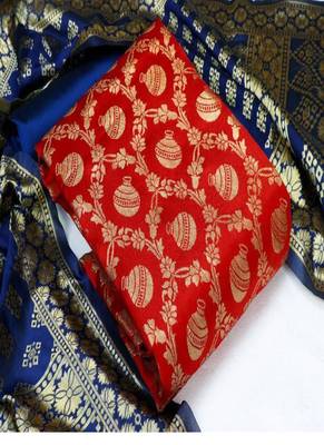 Riva enterprise women's banarasi silk with jacquard print heavy duppatra exclusive dress material 1