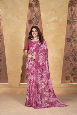 Pink weight less contemporary sari 1