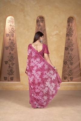 Pink weight less contemporary sari 2