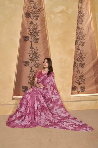 Pink weight less contemporary sari