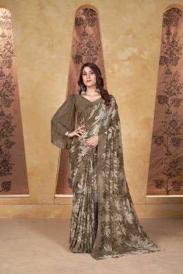 Brown weight less classic saree 1