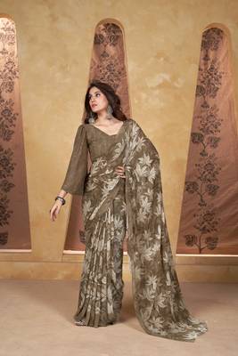 Brown weight less classic saree 3