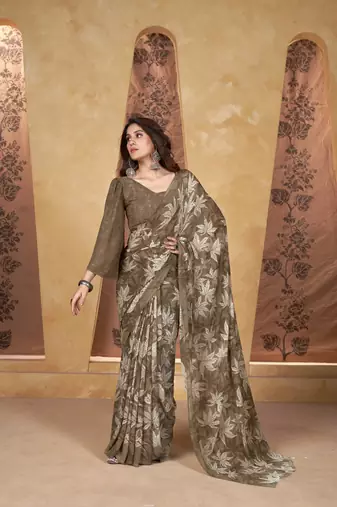 Brown weight less classic saree
