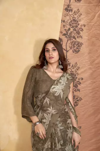 Brown weight less classic saree