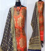 Riva enterprise women's banarasi silk with jacquard print heavy duppatra exclusive dress material