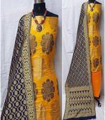 Riva enterprise women's banarasi silk with jacquard print heavy duppatra exclusive dress material