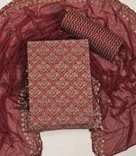 Wine cotton sequins casual unstitched suit