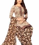 Unstitched crepe salwar suit material printed
