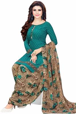 Unstitched crepe salwar suit material printed 1