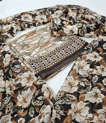 Unstitched crepe salwar suit material printed 2