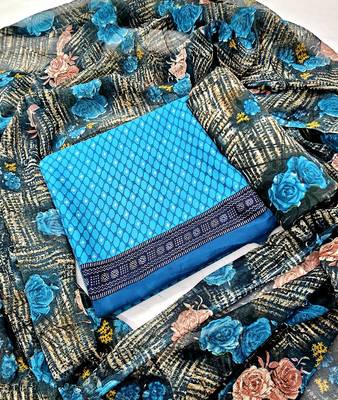 Unstitched crepe salwar suit material printed 2