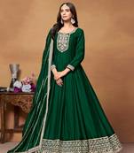 Green Embroidered ArtSilk SemiStitched Pant Party Wear Salwarsuit