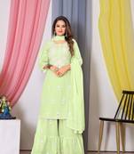 Sea-Green Embroidered Georgette SemiStitched Sarara Party Wear Salwarsuit